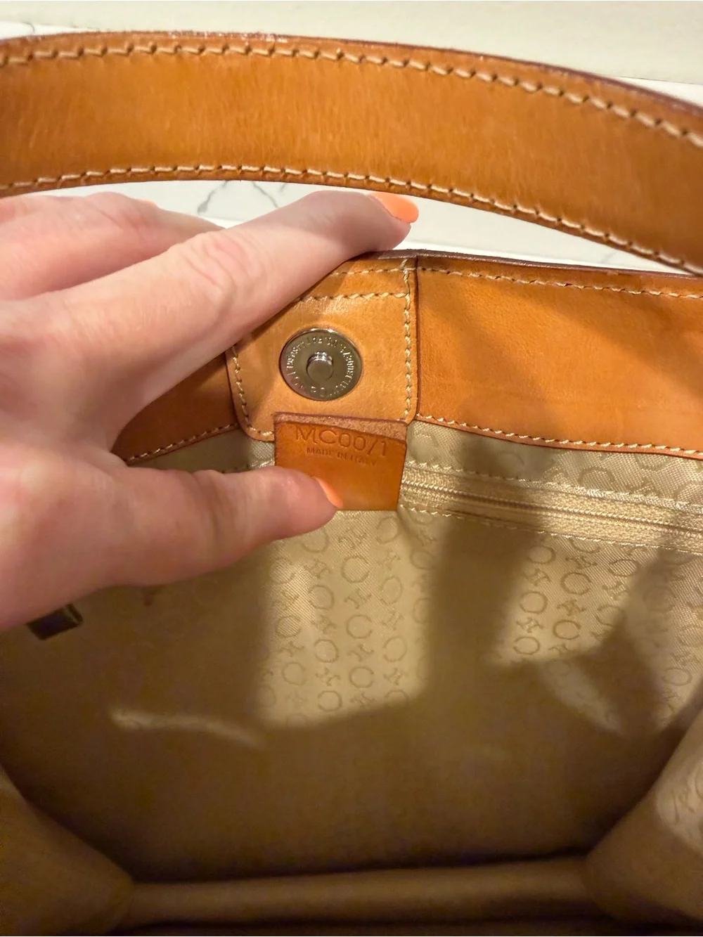 Celine Orange Suede Tote with Tan Leather Handles